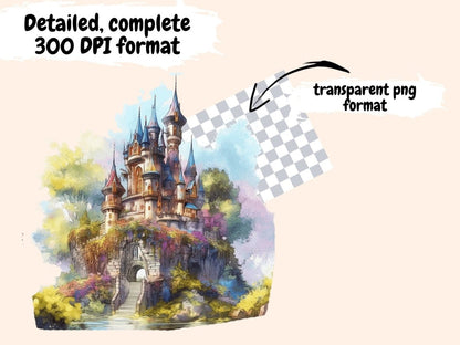 Fantasy Castles Watercolor Clipart castle art - Wonders Artist