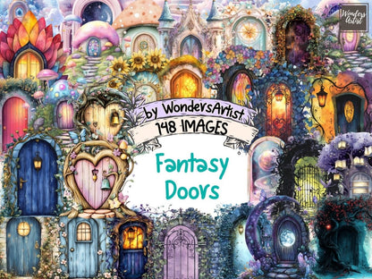 Fantasy Doors Watercolor Clipart door clipart door graphics enchanted door png - WondersArtist