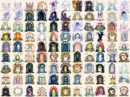 Fantasy Doors Watercolor Clipart door clipart door graphics enchanted door png - WondersArtist