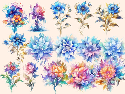 Fantasy Flowers Watercolor Clipart fairytale clipart - Wonders Artist