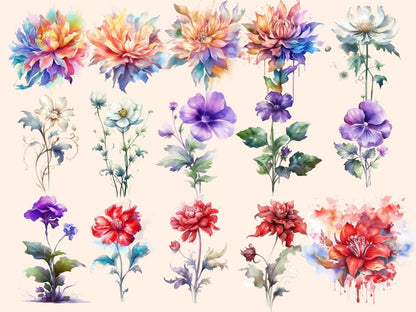 Fantasy Flowers Watercolor Clipart fairytale clipart - Wonders Artist