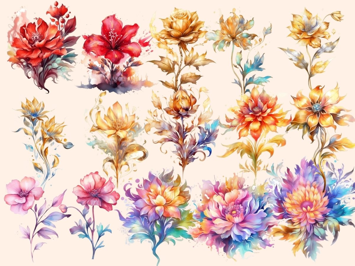 Fantasy Flowers Watercolor Clipart fairytale clipart - Wonders Artist