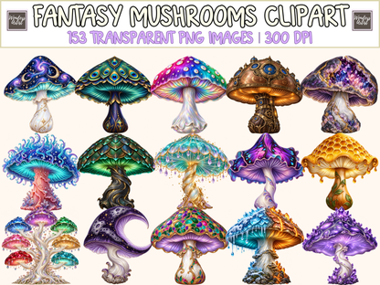 Fantasy Mushrooms Clipart — bundle preview