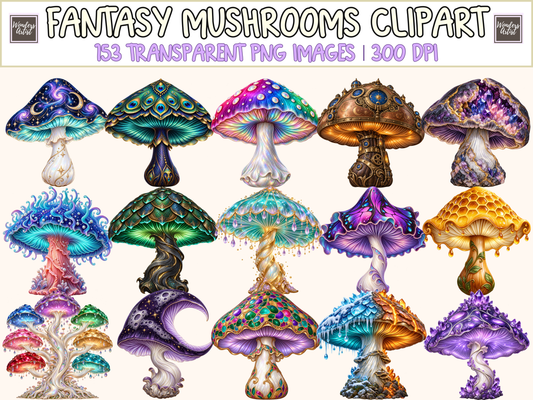 Fantasy Mushrooms Clipart — bundle preview