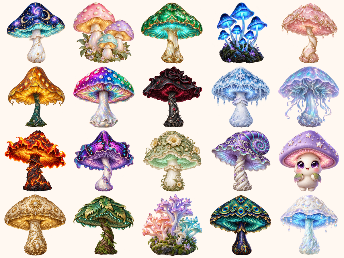 Fantasy Mushrooms Clipart — preview 2