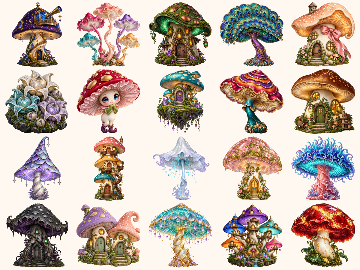 Fantasy Mushrooms Clipart — preview 5