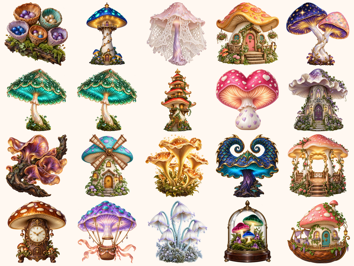 Fantasy Mushrooms Clipart — preview 6