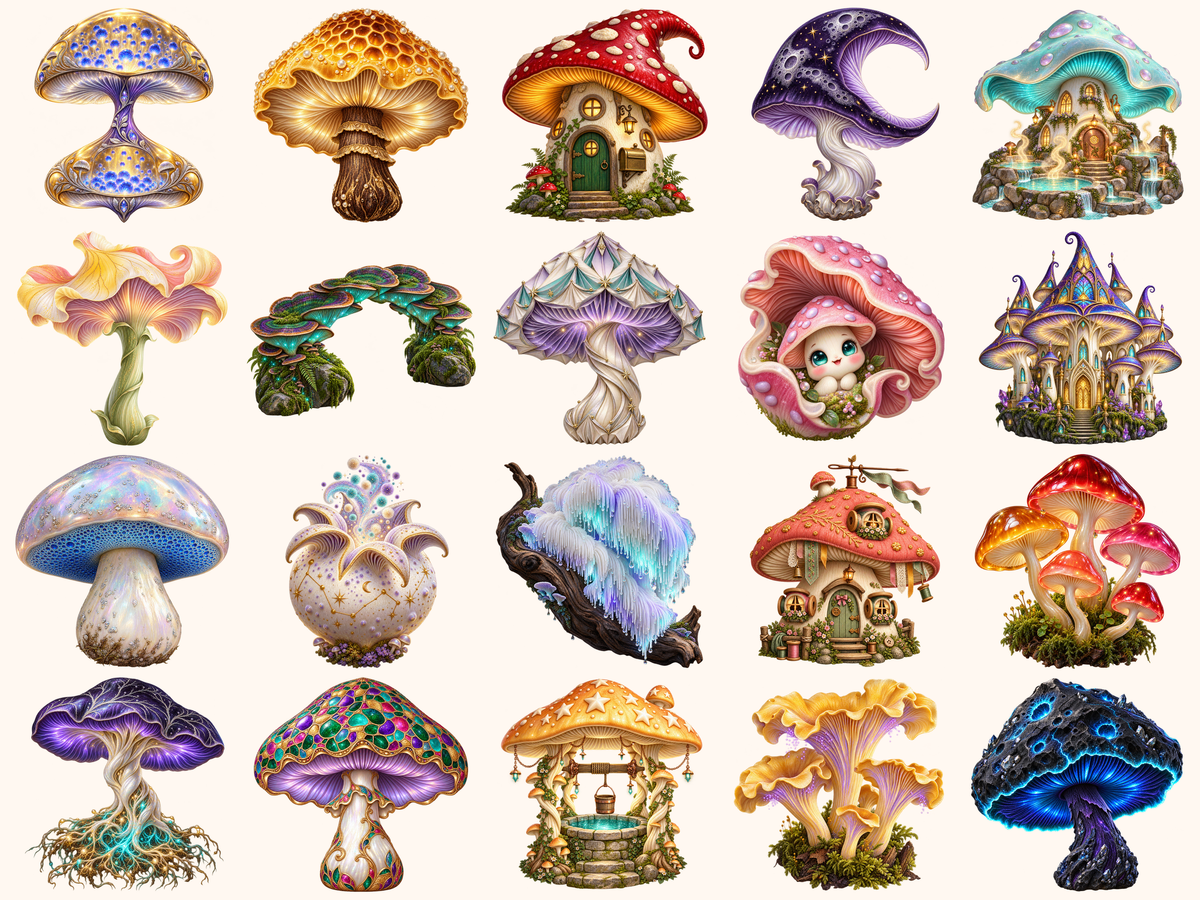 Fantasy Mushrooms Clipart — preview 7
