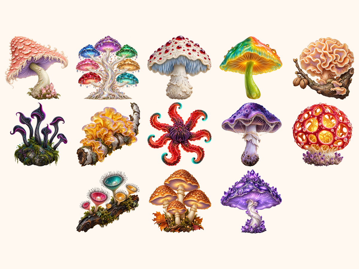 Fantasy Mushrooms Clipart — preview 9
