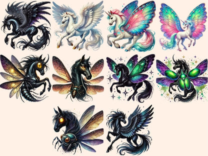 Fantasy Pegasi (P2) Clipart Fantasy Horse PNG - Wonders Artist