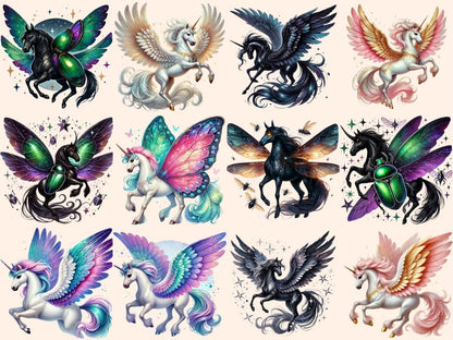 Fantasy Pegasi (P2) Clipart Fantasy Horse PNG - Wonders Artist