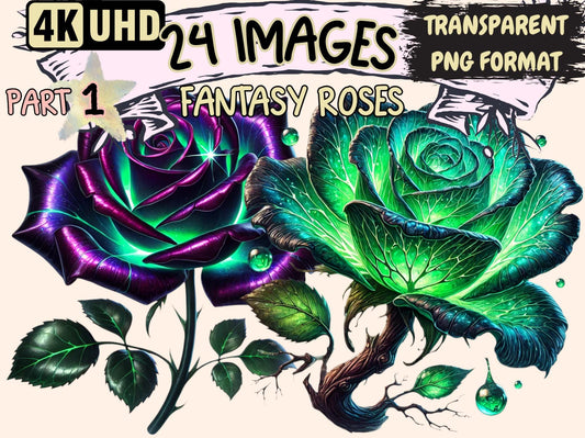 Fantasy Roses Clipart - High - Quality Instant Digital Download for Creative Projects