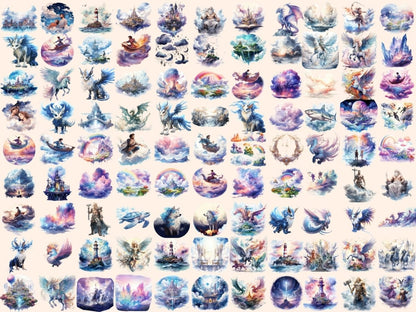 Fantasy Skies Watercolor Clipart air fantasy clipart - Wonders Artist