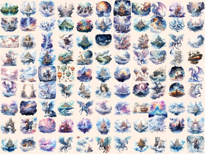 Fantasy Skies Watercolor Clipart air fantasy clipart - Wonders Artist