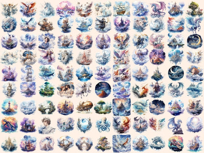 Fantasy Skies Watercolor Clipart air fantasy clipart - Wonders Artist