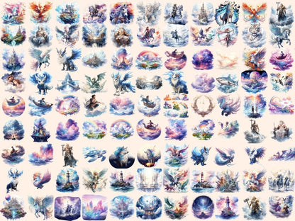 Fantasy Skies Watercolor Clipart air fantasy clipart - Wonders Artist