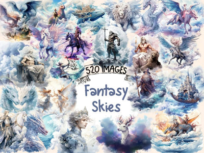 Fantasy Skies Watercolor Clipart air fantasy clipart - Wonders Artist