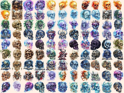Fantasy Skulls Watercolor Clipart fairytale skull png - Wonders Artist