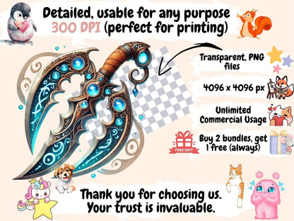 Fantasy Weapons Clipart Enchanted Blades - Wonders Artist