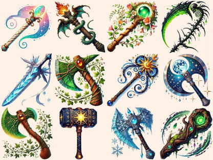 Fantasy Weapons Clipart Enchanted Blades - Wonders Artist