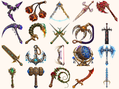 Fantasy Weapons Clipart — preview grid 2