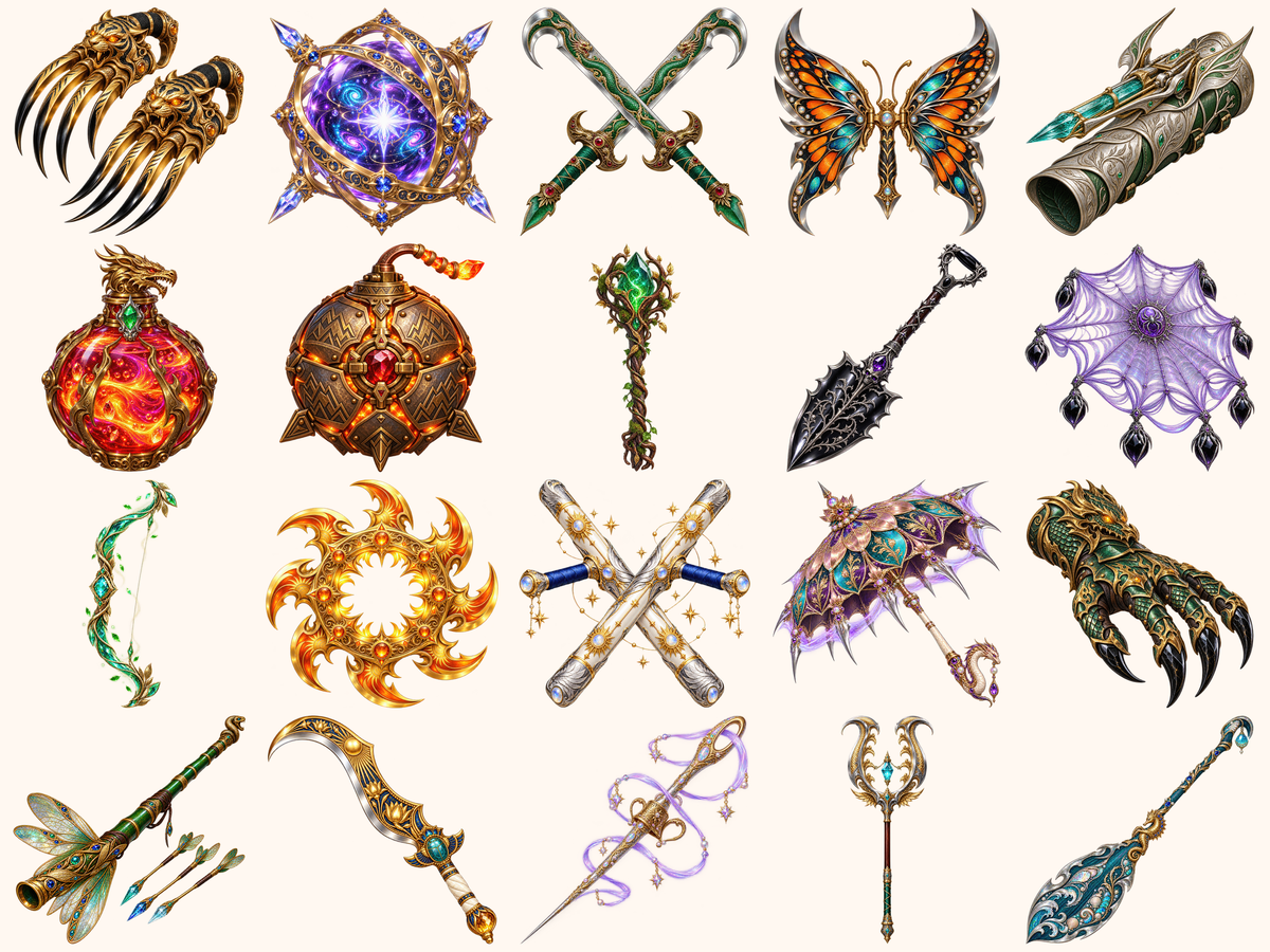 Fantasy Weapons Clipart — preview grid 3