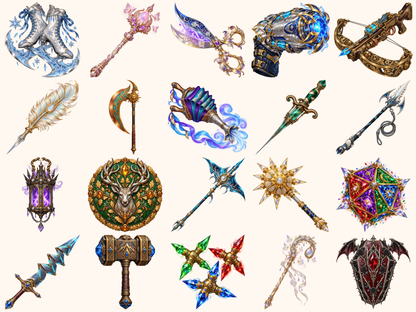 Fantasy Weapons Clipart — preview grid 4