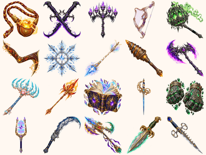 Fantasy Weapons Clipart — preview grid 5