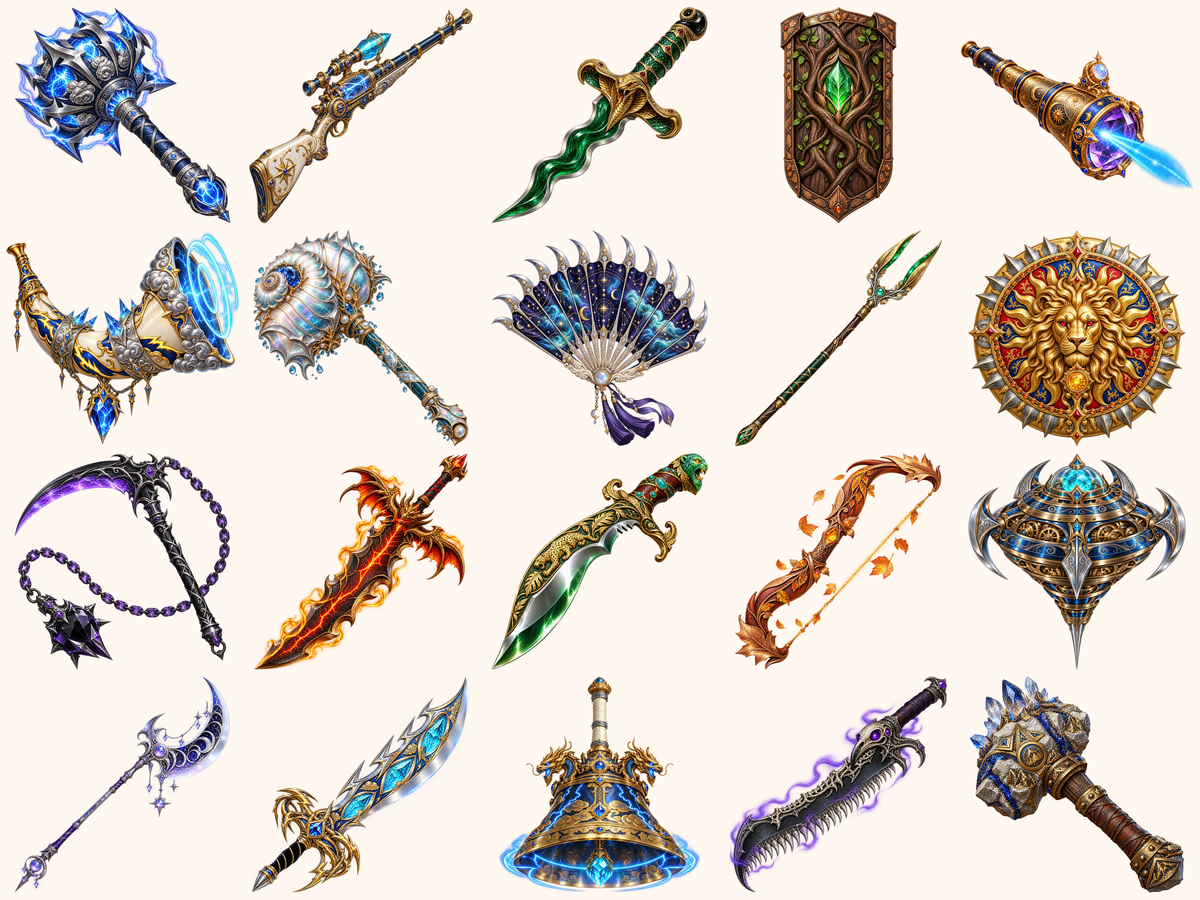 Fantasy Weapons Clipart — preview grid 6