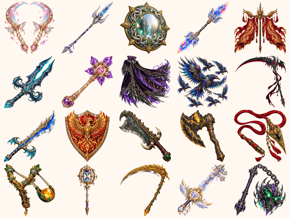 Fantasy Weapons Clipart — preview grid 7