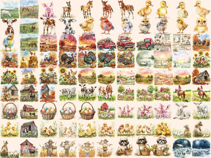Farm Animals Watercolor Clipart animal illustrations - Wonders Artist