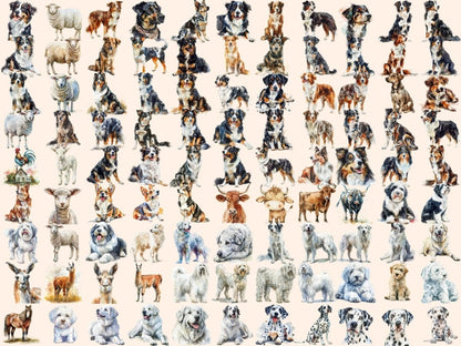 Farm Animals Watercolor Clipart animal illustrations - Wonders Artist