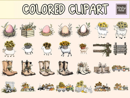 Farmhouse Friends Cardmaking Clipart cardmaking clipart cute farm png diy farm cards - WondersArtist