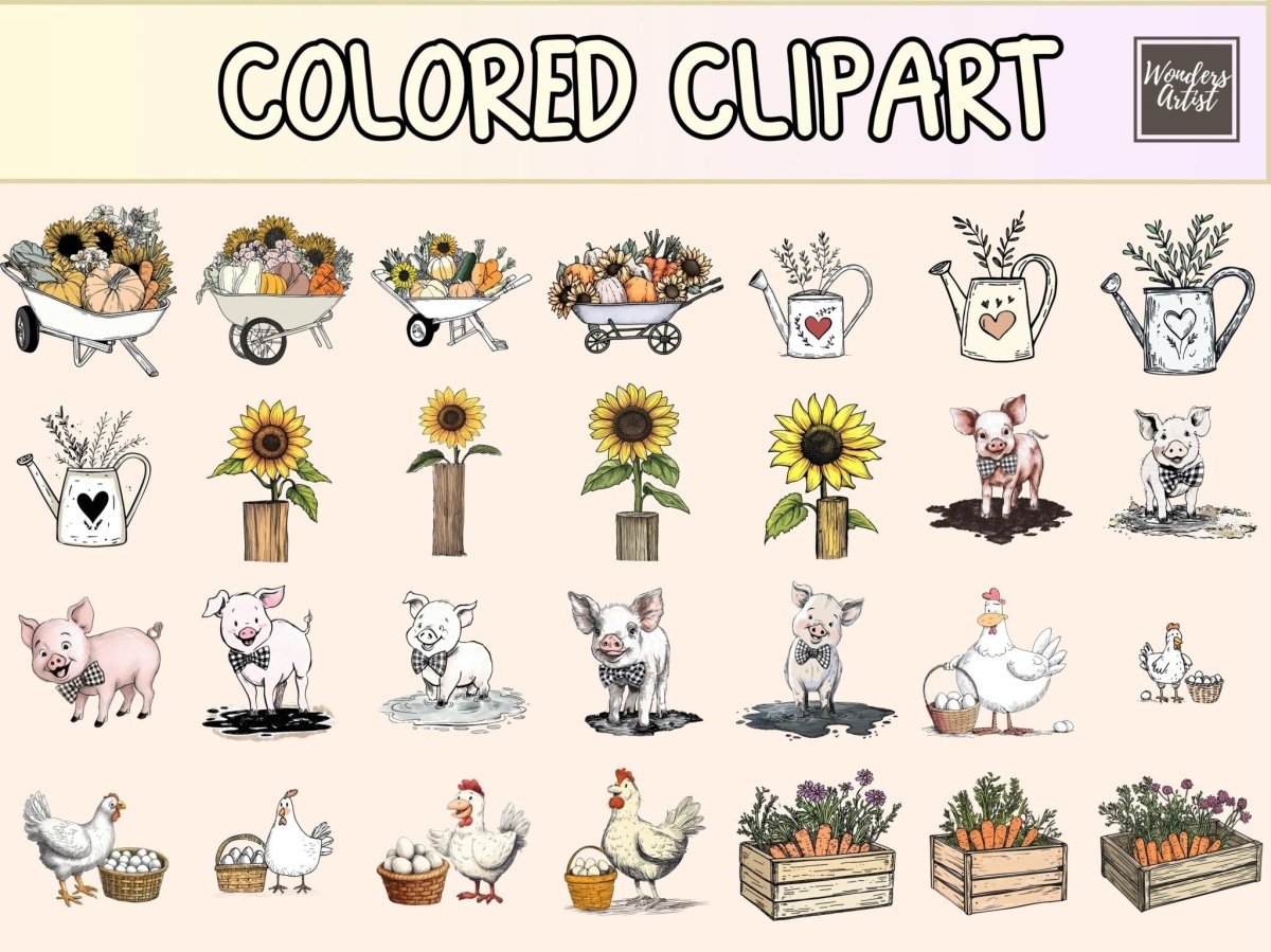 Farmhouse Friends Cardmaking Clipart cardmaking clipart cute farm png diy farm cards - WondersArtist