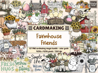 Farmhouse Friends Cardmaking Clipart cardmaking clipart cute farm png diy farm cards - WondersArtist