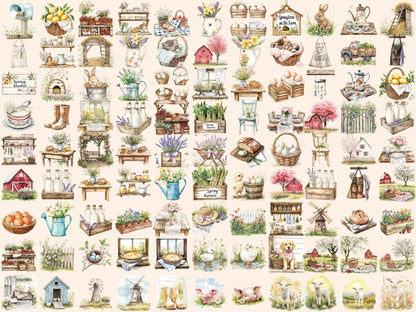 Farmhouse Spring Watercolor Clipart botanical spring art - Wonders Artist