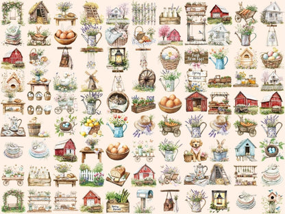 Farmhouse Spring Watercolor Clipart botanical spring art - Wonders Artist