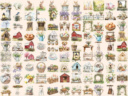 Farmhouse Spring Watercolor Clipart botanical spring art - Wonders Artist