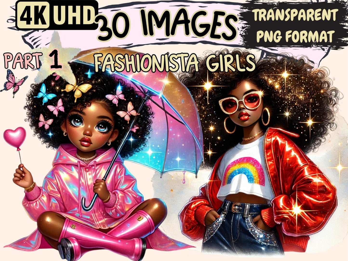 Fashionista Girls Clipart - High - Quality Instant Digital Download for Creative Projects