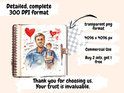 Fathers Watercolor Clipart dad clipart - Wonders Artist