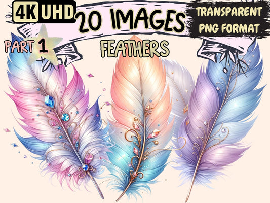 Feathers Clipart - High - Quality Instant Digital Download for Creative Projects