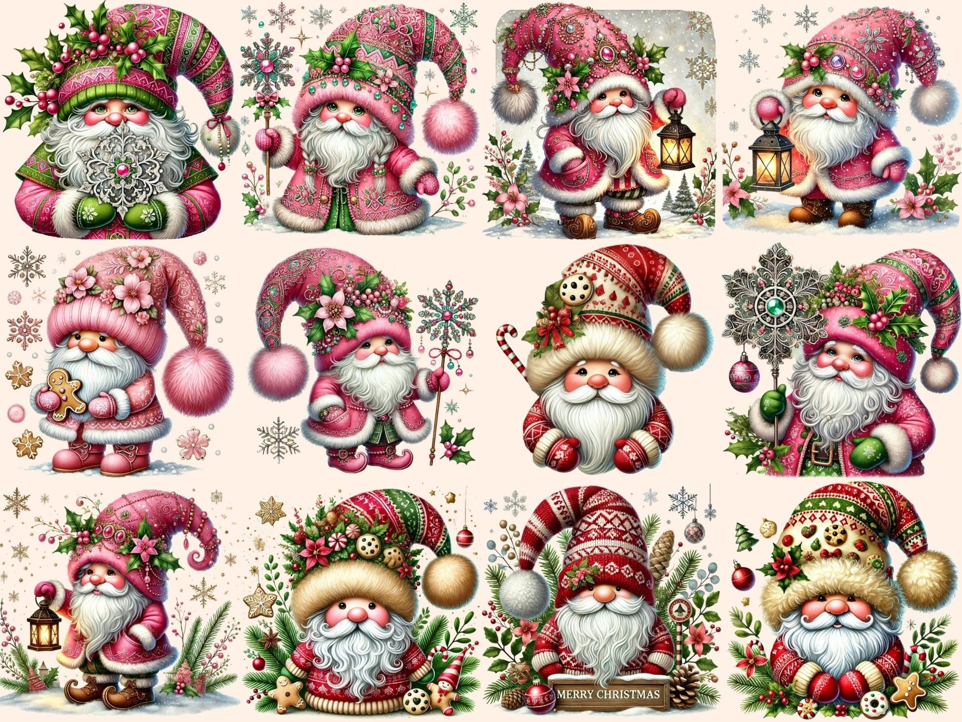 Festive Gnomes Clipart - High - Quality Instant Digital Download for Creative Projects