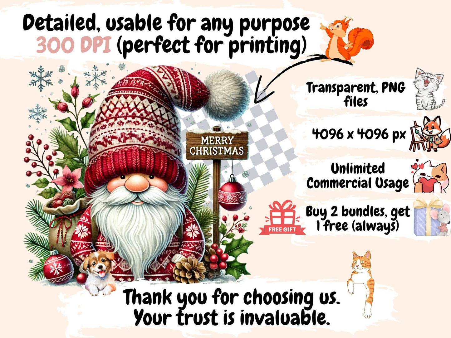 Festive Gnomes Clipart - High - Quality Instant Digital Download for Creative Projects