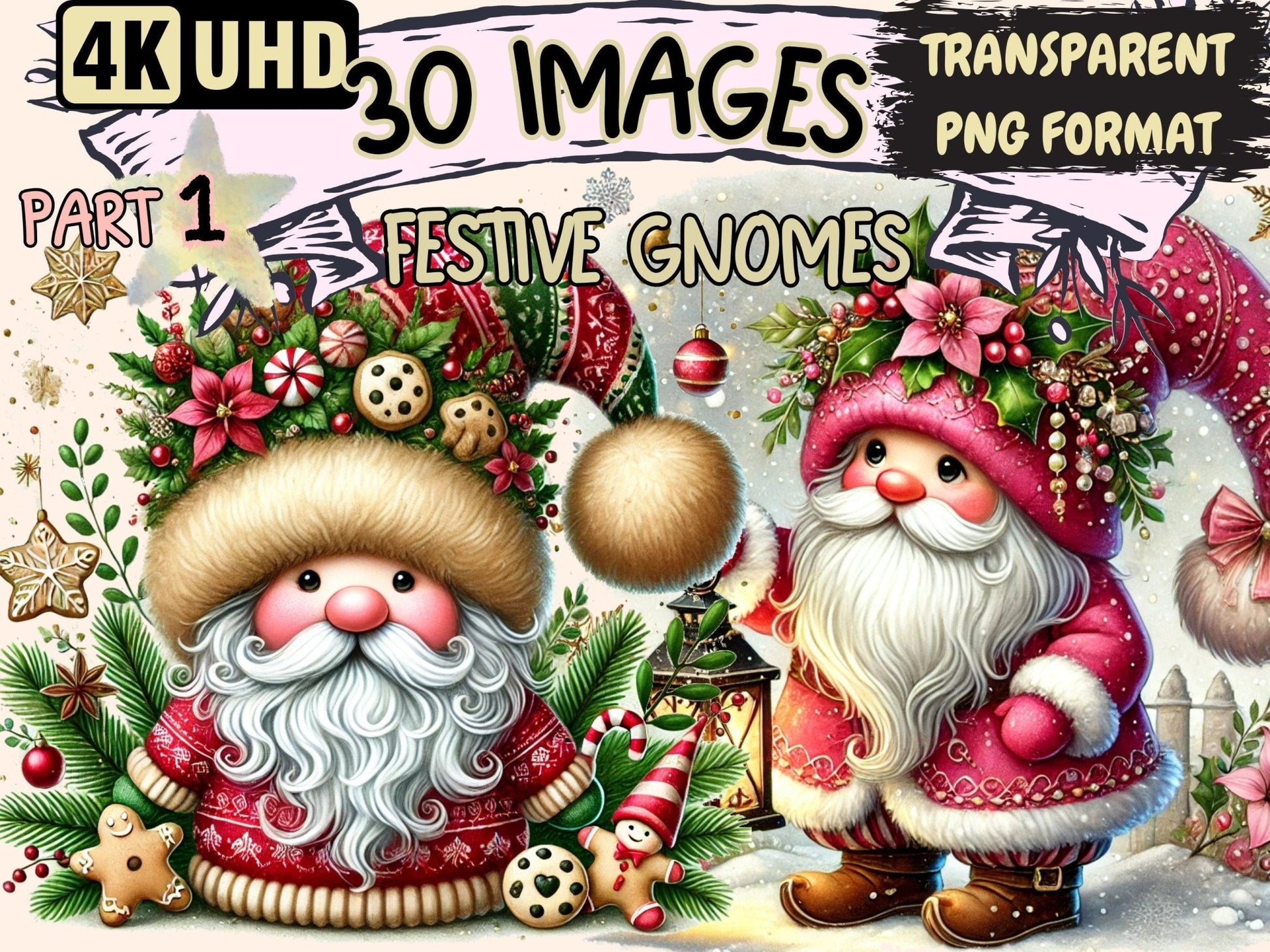 Festive Gnomes Clipart - High - Quality Instant Digital Download for Creative Projects