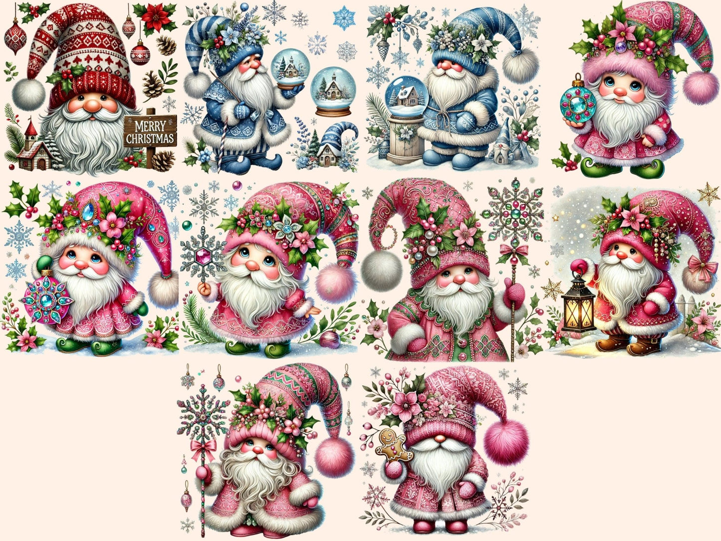 Festive Gnomes Clipart - High - Quality Instant Digital Download for Creative Projects