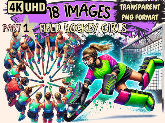 Field Hockey Girls Clipart - High - Quality Instant Digital Download for Creative Projects