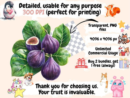 Figs Watercolor Clipart Autumn Fruit Art - Wonders Artist
