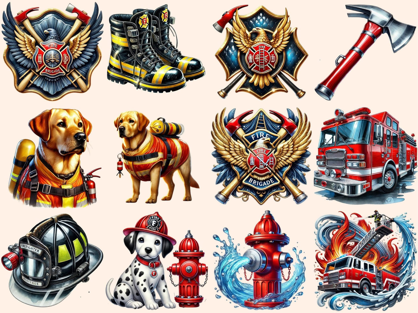 Fire Brigade Clipart - High - Quality Instant Digital Download for Creative Projects