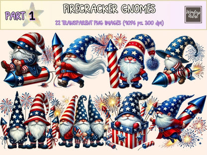 Firecracker Gnomes Clipart 4th of july gnomes - Wonders Artist