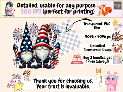 Firecracker Gnomes Clipart 4th of july gnomes - Wonders Artist